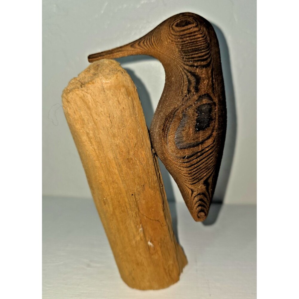California Redwood Bird Carving Figure on Natural Redwood